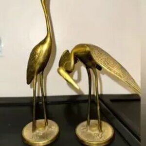 Vintage, 1970's Pair of Brass Cranes